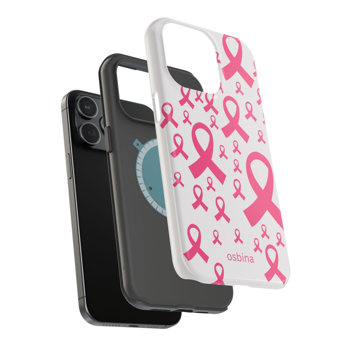 osbina |  MagSafe compatible for iPhone | Limited Edition Strength in Ribbons Case in Light Pink + Soft Pink + Hot Pink | The Pink October Collection | Inspired By