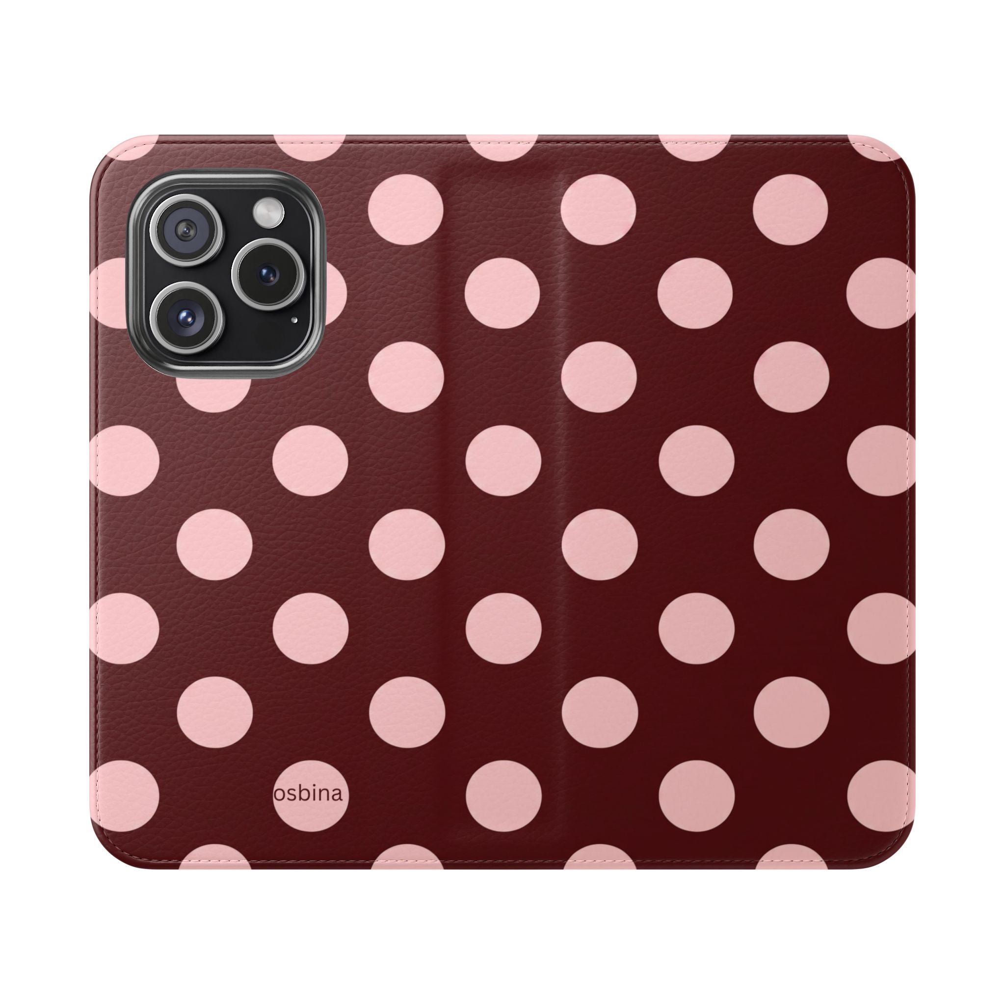 osbina | Wallet Flip Case for iPhone & Samsung | Oxblood Dot