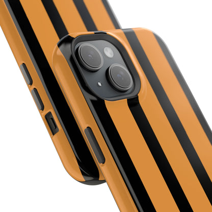 osbina | MagSafe Compatible for iPhone | The Statement Stripe Case in Black + Orange | The Season Collective