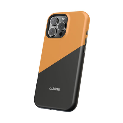 osbina | MagSafe Compatible for iPhone | Bold Moves Only — The Orange + Black Split Diagonal Case | The Season Collective