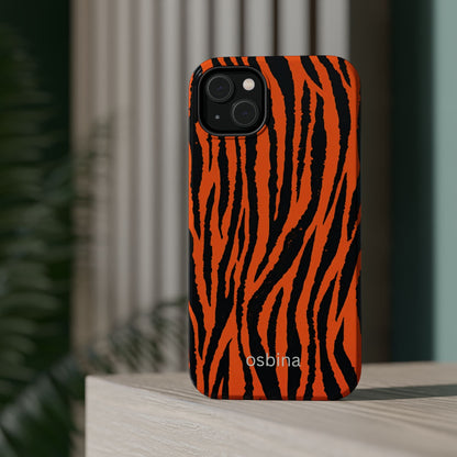 osbina | MagSafe Compatible for iPhone | Tiger, But Make It Chic — The Bengal Stripe Case in Orange + Black | The Season Collective