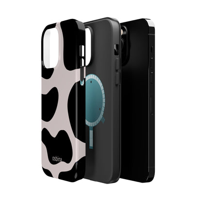 osbina | MagSafe compatible for iPhone | Prairie Chic Pink & Black Cow Print Phone Case | Modern Muse Collection