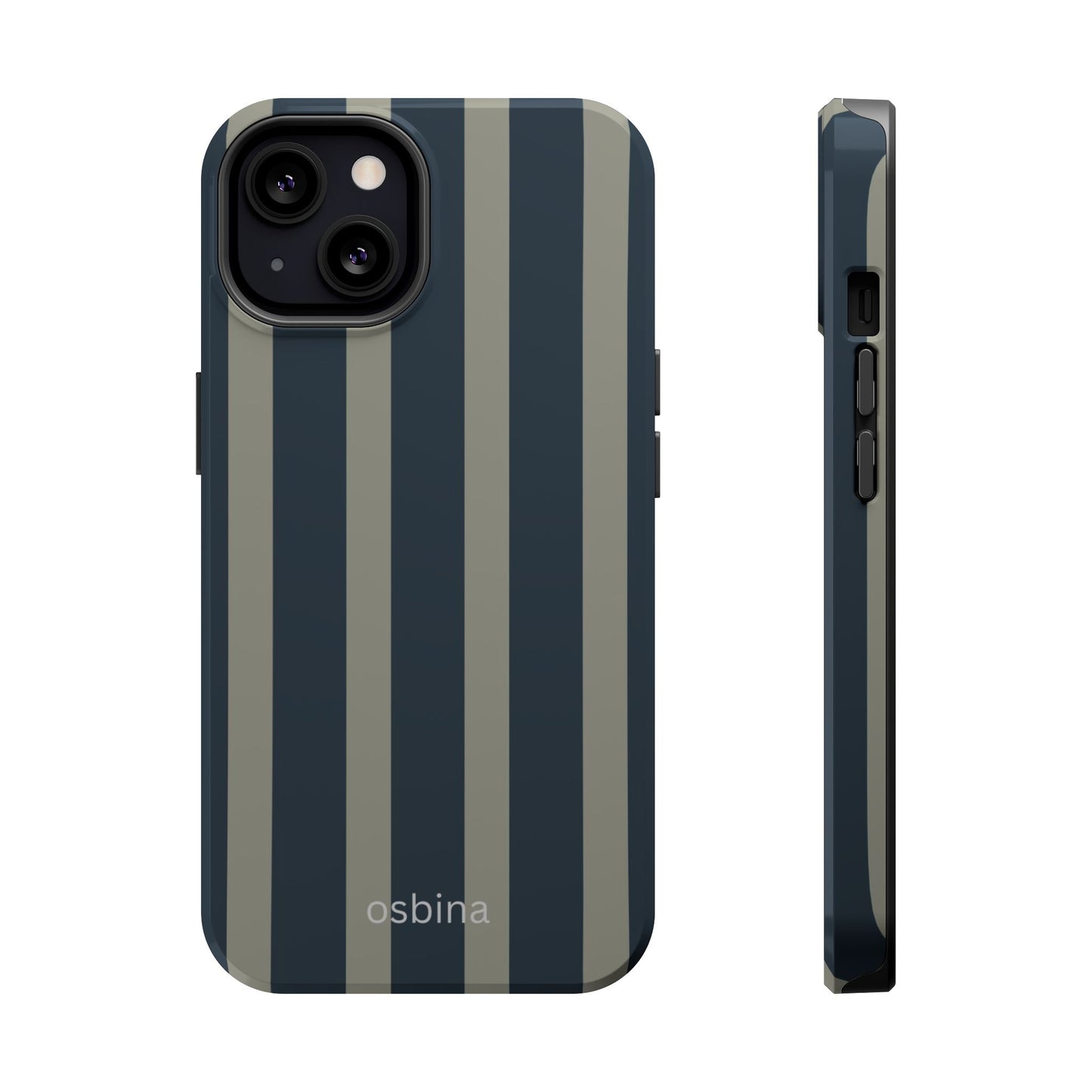 osbina | MagSafe compatible for iPhone | Grayhaven Navy & Gray Sophisticated Phone Case | Modern Muse Collection
