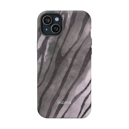 osbina | MagSafe Compatible for iPhone | Stripes on Point — The Muted Gray + Black Tiger Case | The Season Collective