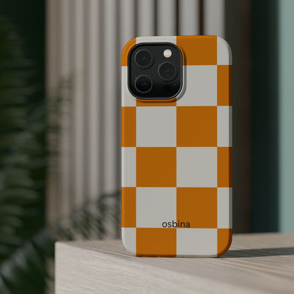 osbina | MagSafe Compatible for iPhone | Check You Out — The Orange + White Check Case | The Season Collective