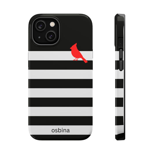 osbina | MagSafe compatible for iPhone | Redbird Edition Thinking of You Phone Case Black & White Stripe | Inspired By Collection