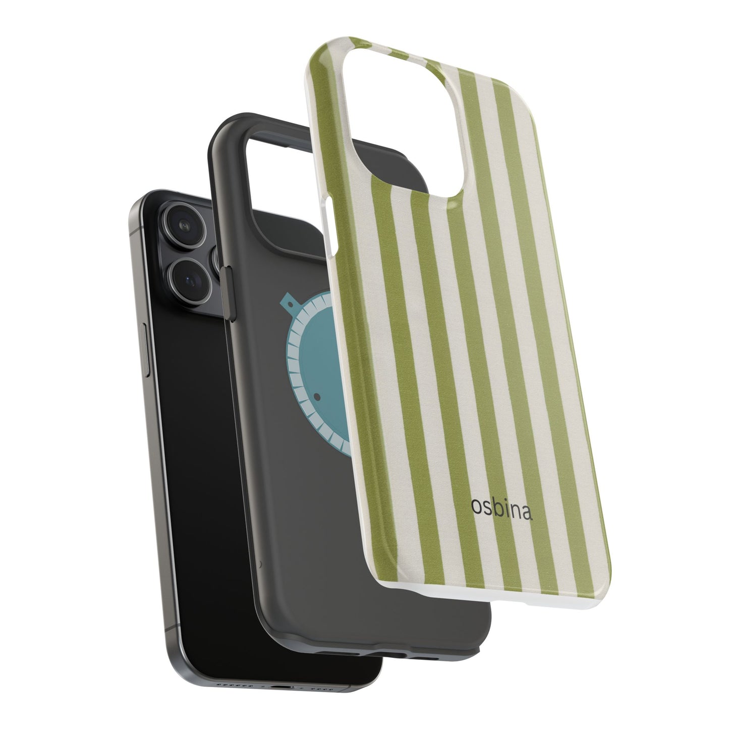 osbina | MagSafe compatible for iPhone | Verde Stripe Phone Case | Color Edit Collection
