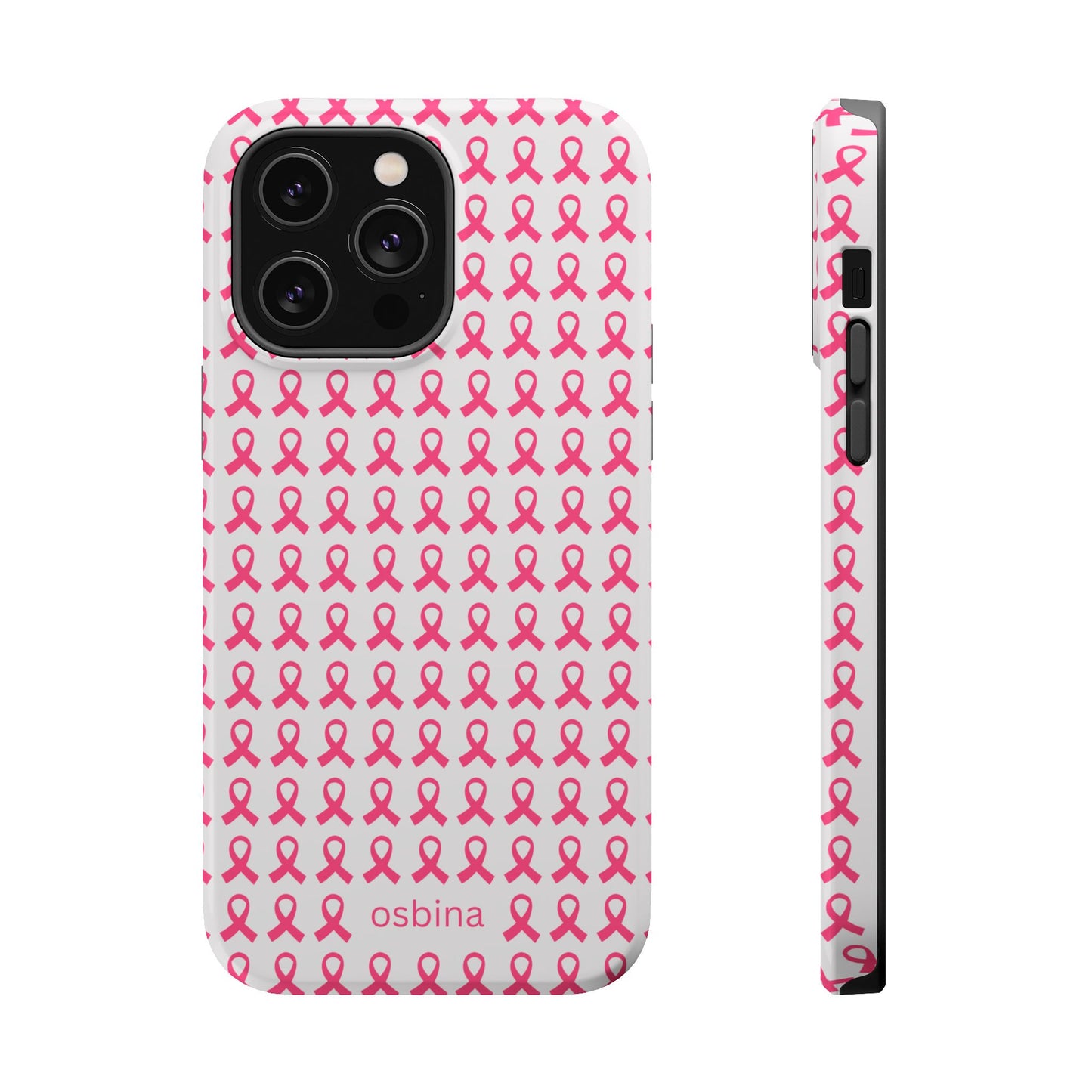 osbina |  MagSafe compatible for iPhone | Limited Edition The Side By Side Pink Ribbons Case in Light Pink + Soft Pink + Hot Pink | The Pink October Collection | Inspired By