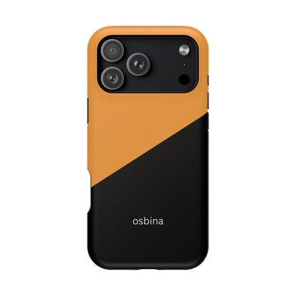 osbina | MagSafe Compatible for iPhone | Bold Moves Only — The Orange + Black Split Diagonal Case | The Season Collective