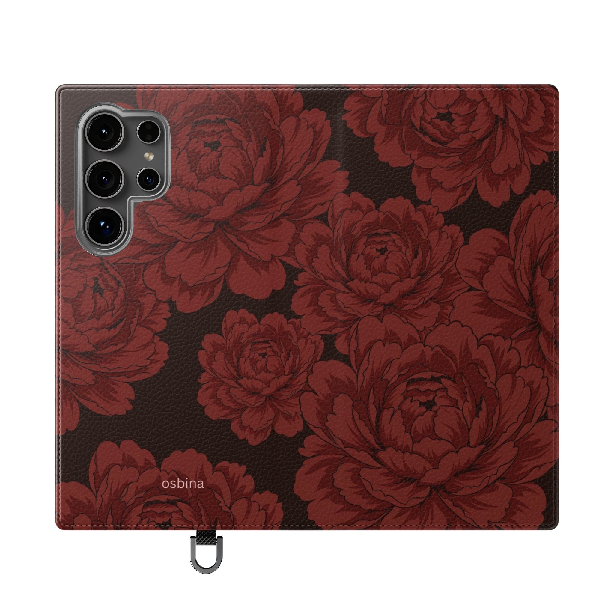 osbina | Wallet Flip Case for iPhone & Samsung | Oxblood Peony