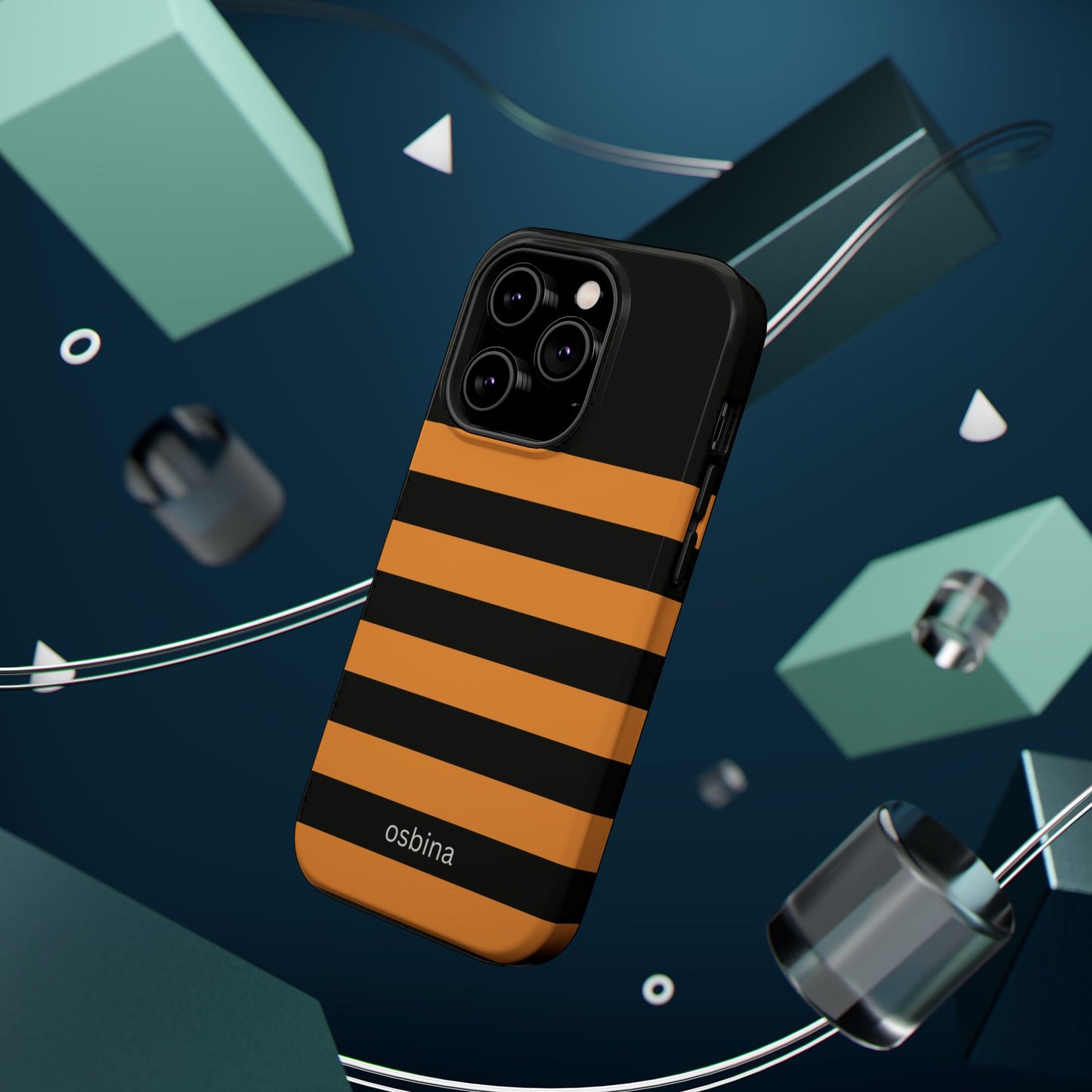 osbina | MagSafe Compatible for iPhone | The Horizon Stripe Case in Black + Orange | The Season Collective