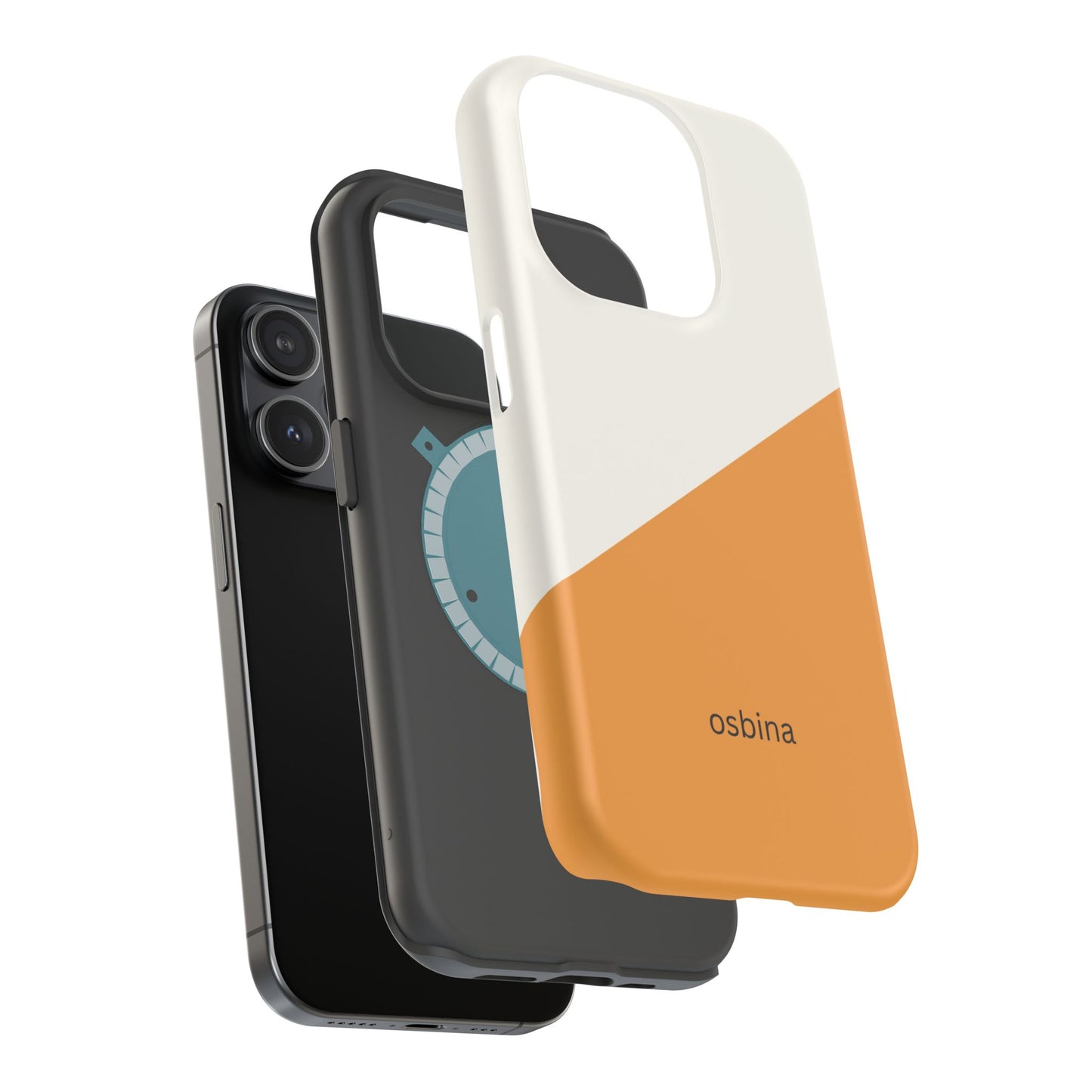 osbina | MagSafe Compatible for iPhone | Divide & Conquer — The Orange + White Split Diagonal Case | The Season Collective