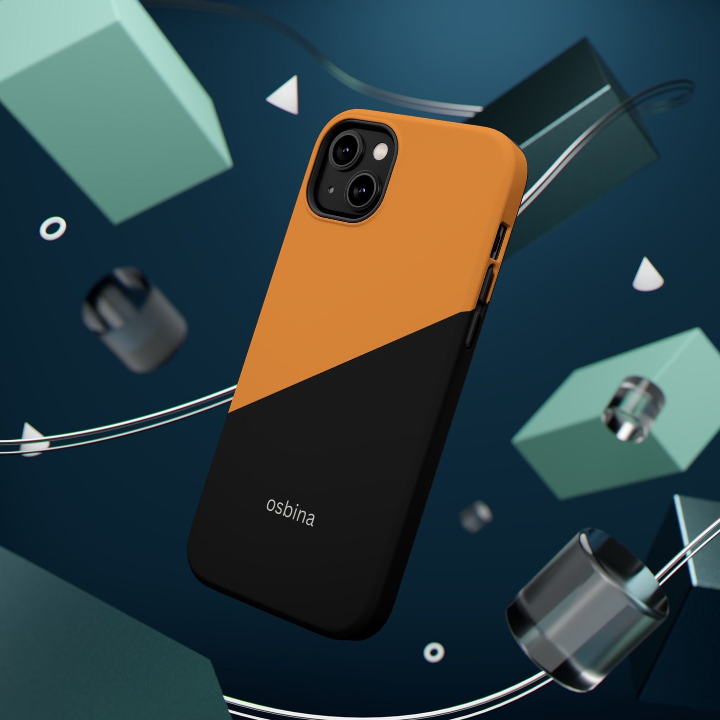 osbina | MagSafe Compatible for iPhone | Bold Moves Only — The Orange + Black Split Diagonal Case | The Season Collective