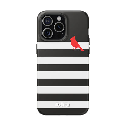 osbina | MagSafe compatible for iPhone | Redbird Edition Thinking of You Phone Case Black & White Stripe | Inspired By Collection