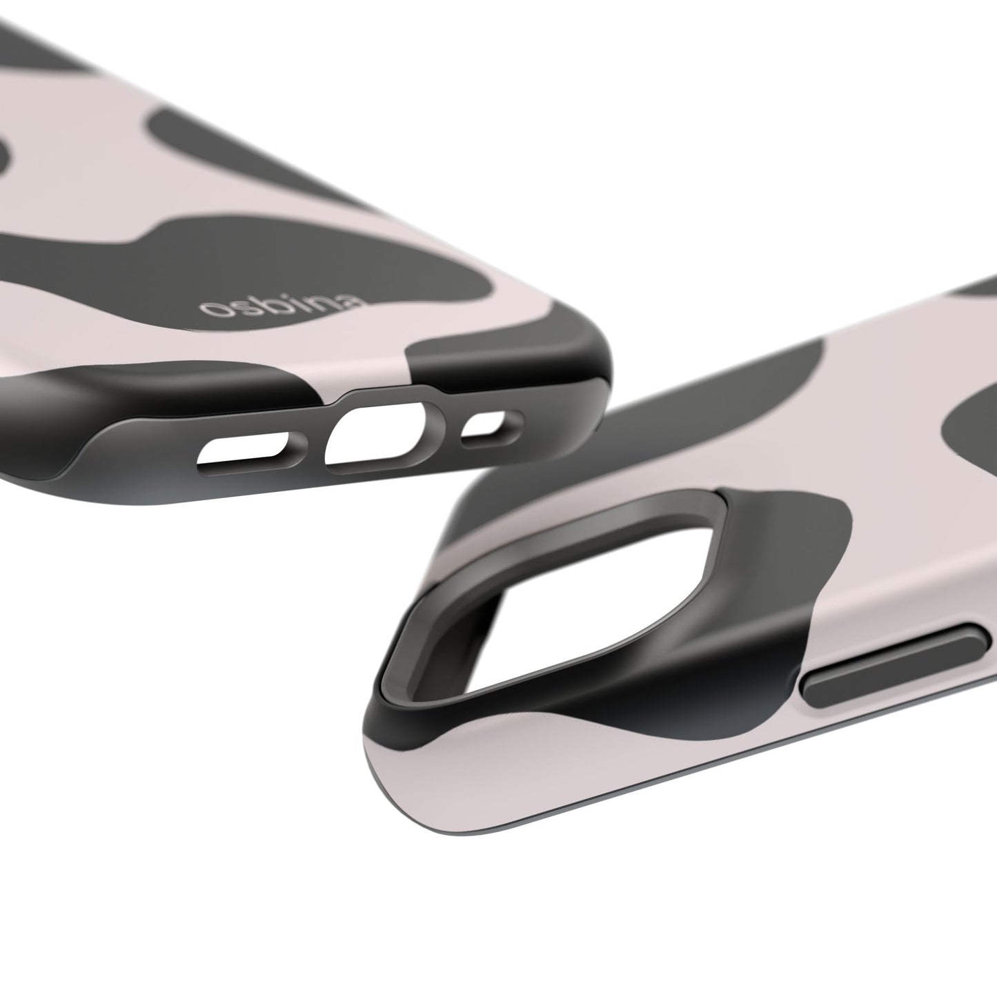 osbina | MagSafe compatible for iPhone | Prairie Chic Pink & Black Cow Print Phone Case | Modern Muse Collection
