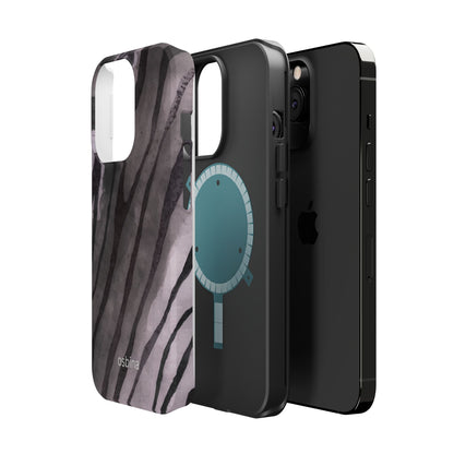 osbina | MagSafe Compatible for iPhone | Stripes on Point — The Muted Gray + Black Tiger Case | The Season Collective
