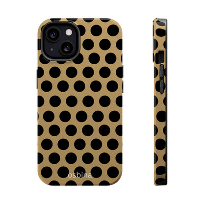 osbina | MagSafe compatible for iPhone | Camel Noir Dots Phone Case | Modern Muse Collection