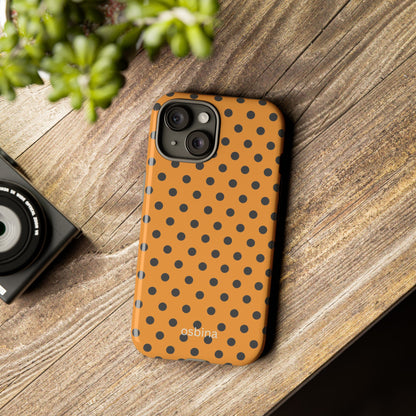 osbina | Spot On Chic — The Orange + Black Polka Dot Case | The Season Collective