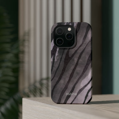 osbina | MagSafe Compatible for iPhone | Stripes on Point — The Muted Gray + Black Tiger Case | The Season Collective