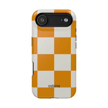 osbina | MagSafe Compatible for iPhone | Check You Out — The Orange + White Check Case | The Season Collective