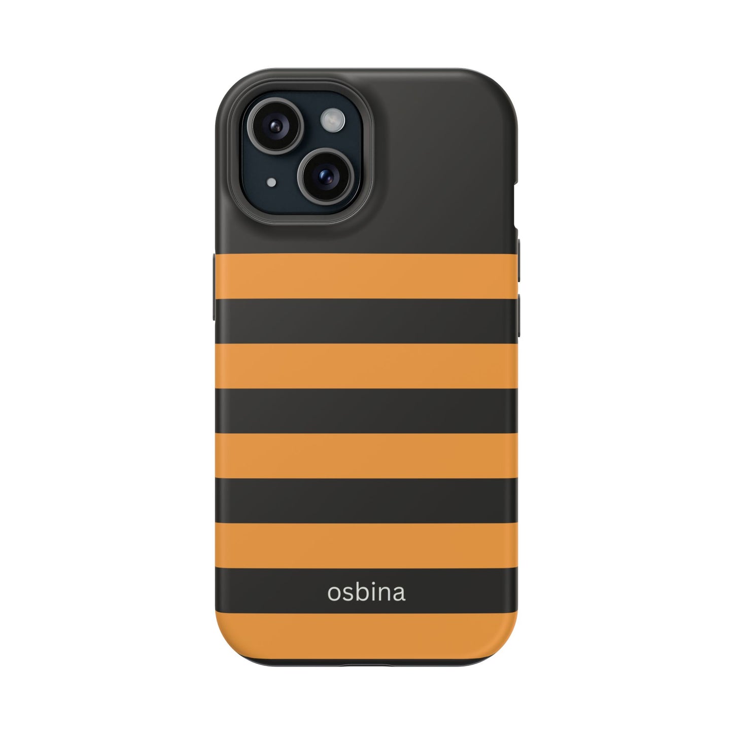osbina | MagSafe Compatible for iPhone | The Horizon Stripe Case in Black + Orange | The Season Collective