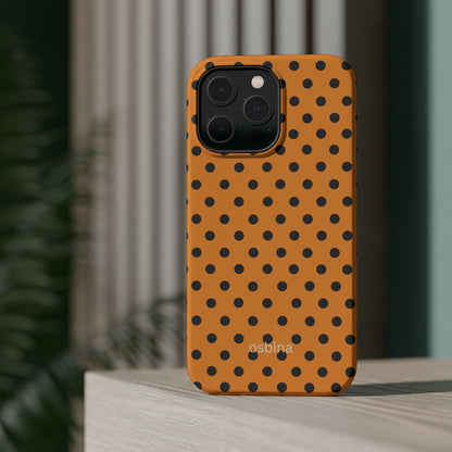 osbina | MagSafe Compatible for iPhone | Spot On Chic — The Orange + Black Polka Dot Case | The Season Collective
