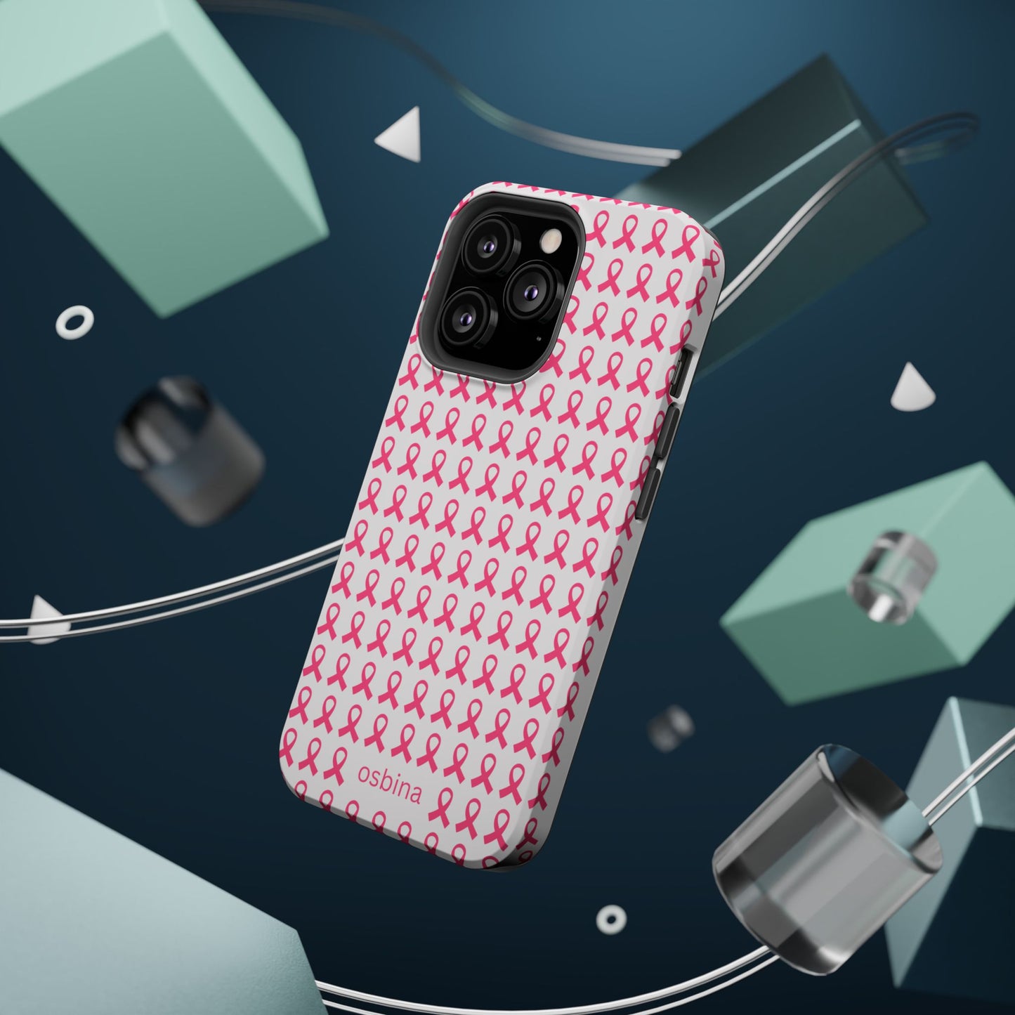 osbina |  MagSafe compatible for iPhone | Limited Edition The Side By Side Pink Ribbons Case in Light Pink + Soft Pink + Hot Pink | The Pink October Collection | Inspired By