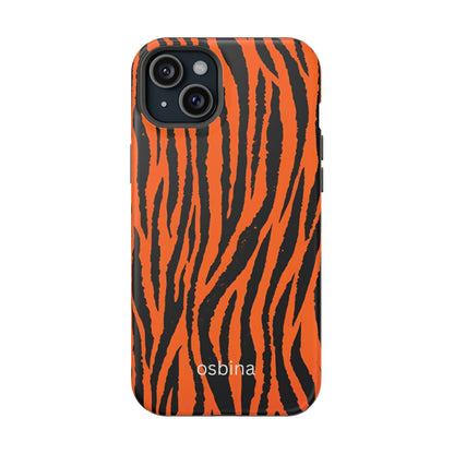 osbina | MagSafe Compatible for iPhone | Tiger, But Make It Chic — The Bengal Stripe Case in Orange + Black | The Season Collective