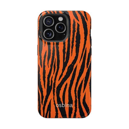 osbina | MagSafe Compatible for iPhone | Tiger, But Make It Chic — The Bengal Stripe Case in Orange + Black | The Season Collective