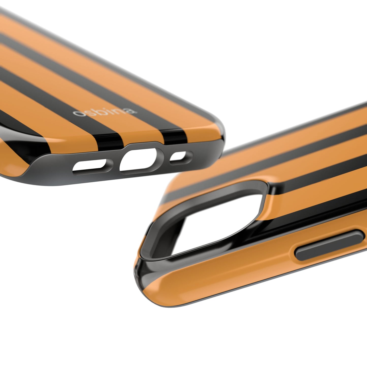 osbina | MagSafe Compatible for iPhone | The Statement Stripe Case in Black + Orange | The Season Collective