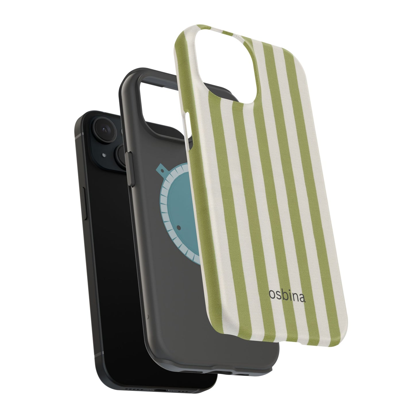 osbina | MagSafe compatible for iPhone | Verde Stripe Phone Case | Color Edit Collection