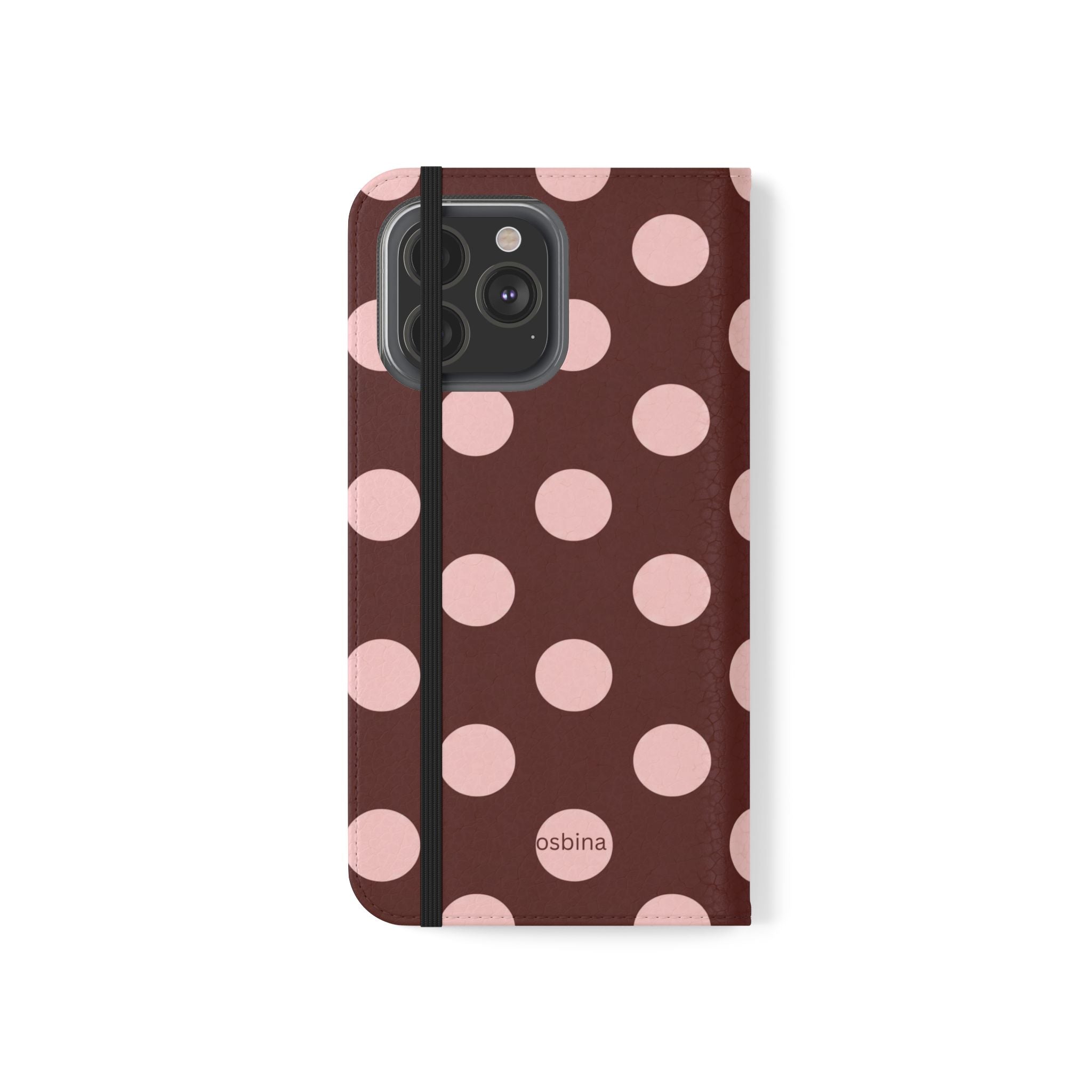 osbina | Wallet Flip Case for iPhone & Samsung | Oxblood Dot