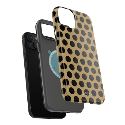 osbina | MagSafe compatible for iPhone | Camel Noir Dots Phone Case | Modern Muse Collection
