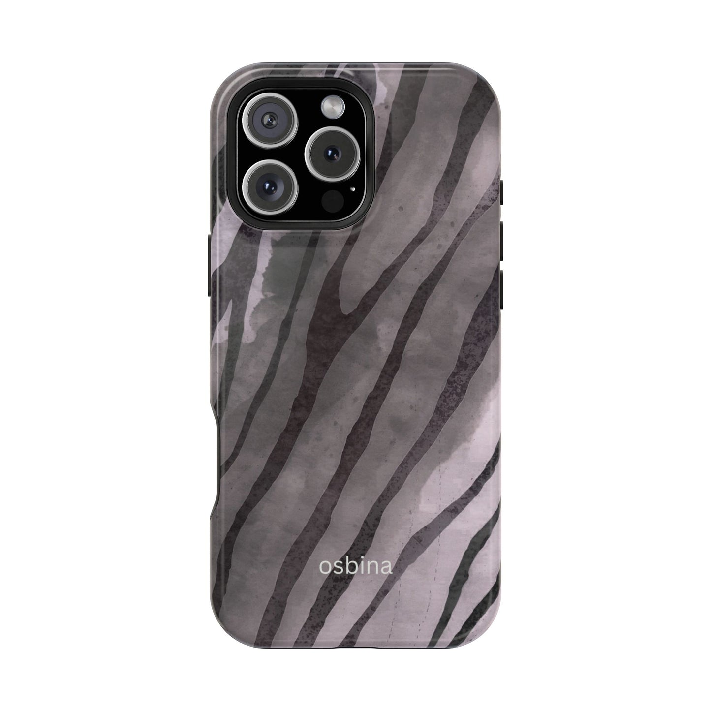 osbina | MagSafe Compatible for iPhone | Stripes on Point — The Muted Gray + Black Tiger Case | The Season Collective