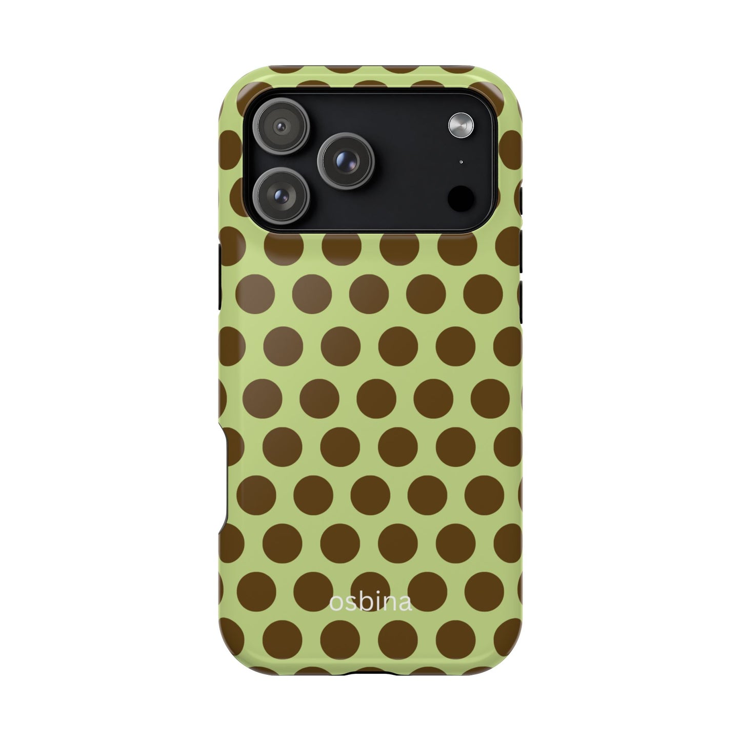 osbina | MagSafe compatible for iPhone | Chartreuse Cocoa Dots Phone Case | Color Edit Collection