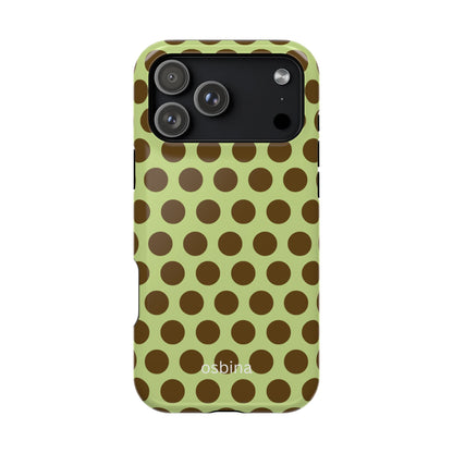 osbina | MagSafe compatible for iPhone | Chartreuse Cocoa Dots Phone Case | Color Edit Collection