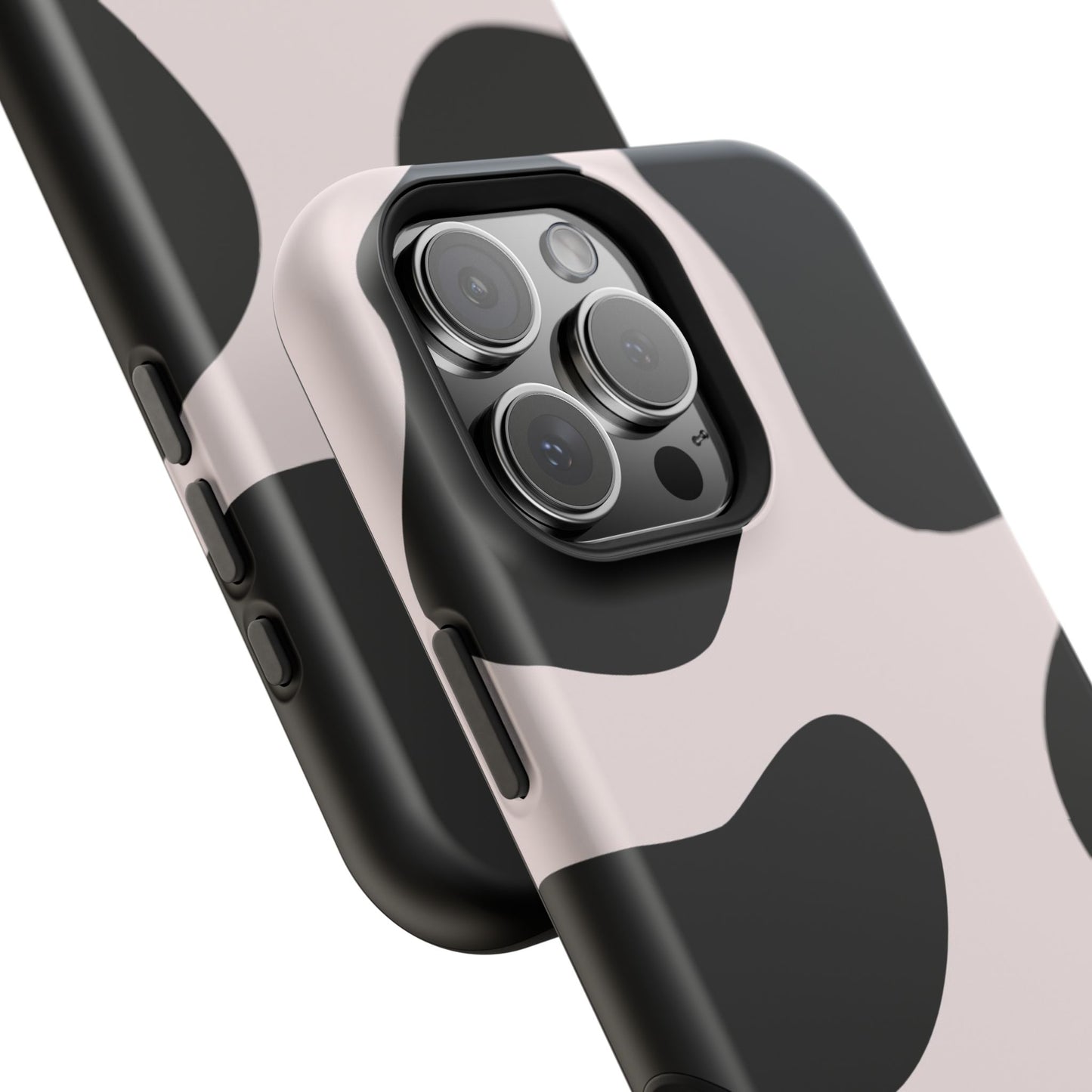 osbina | MagSafe compatible for iPhone | Prairie Chic Pink & Black Cow Print Phone Case | Modern Muse Collection