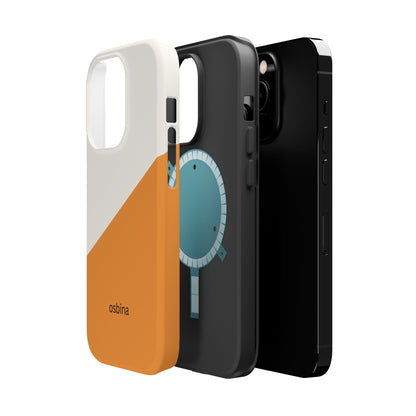 osbina | MagSafe Compatible for iPhone | Divide & Conquer — The Orange + White Split Diagonal Case | The Season Collective