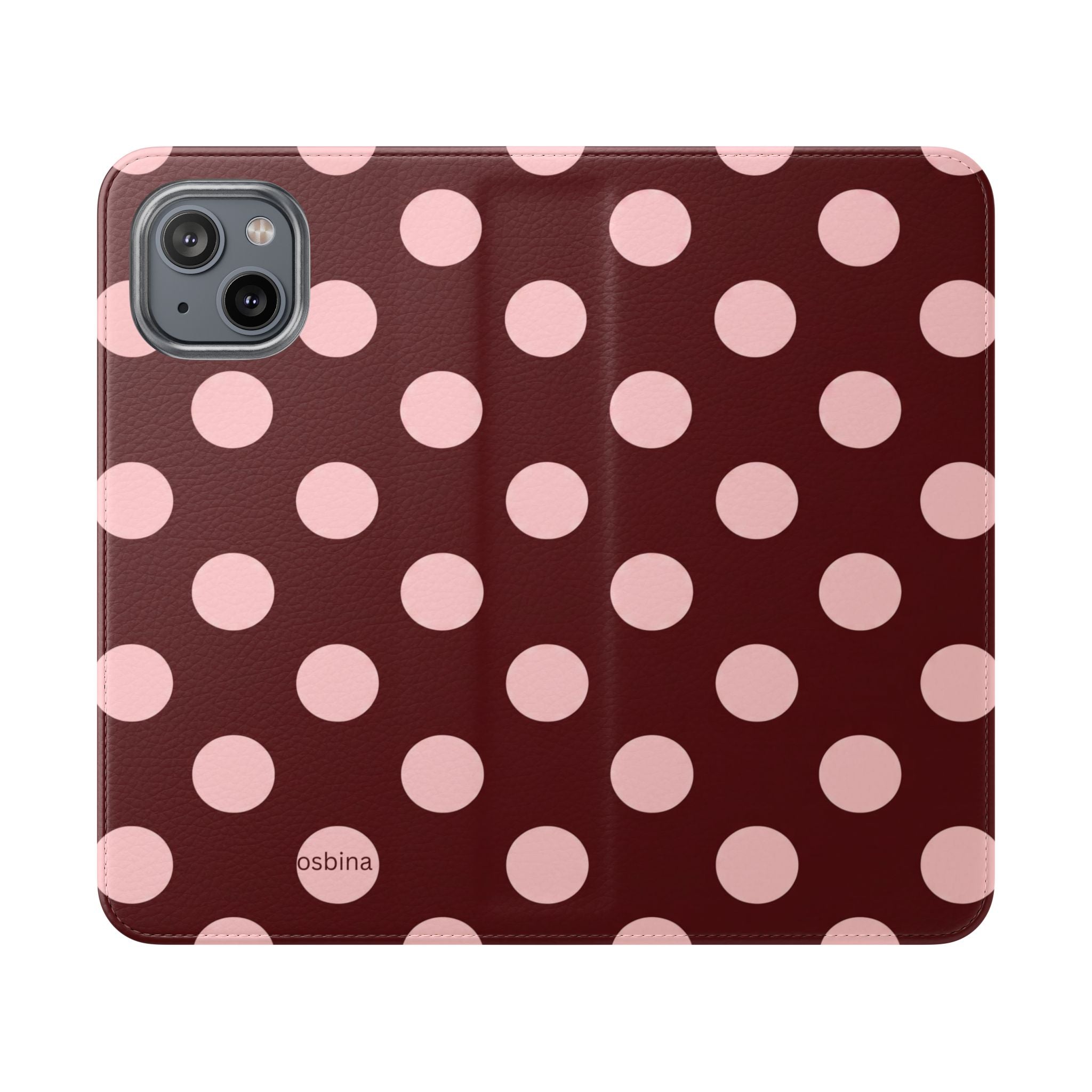 osbina | Wallet Flip Case for iPhone & Samsung | Oxblood Dot