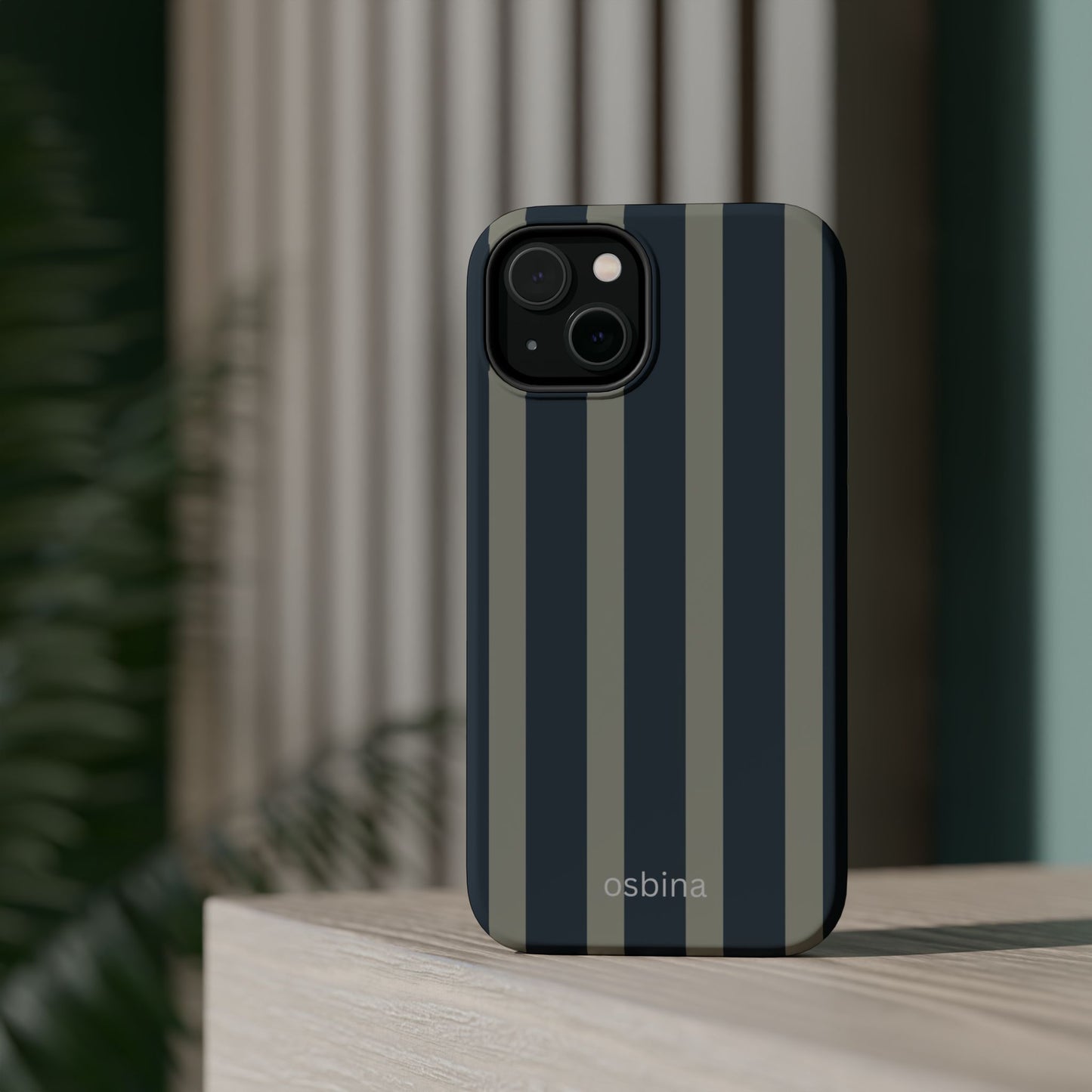 osbina | MagSafe compatible for iPhone | Grayhaven Navy & Gray Sophisticated Phone Case | Modern Muse Collection