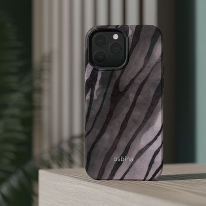 osbina | MagSafe Compatible for iPhone | Stripes on Point — The Muted Gray + Black Tiger Case | The Season Collective