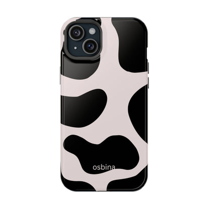 osbina | MagSafe compatible for iPhone | Prairie Chic Pink & Black Cow Print Phone Case | Modern Muse Collection