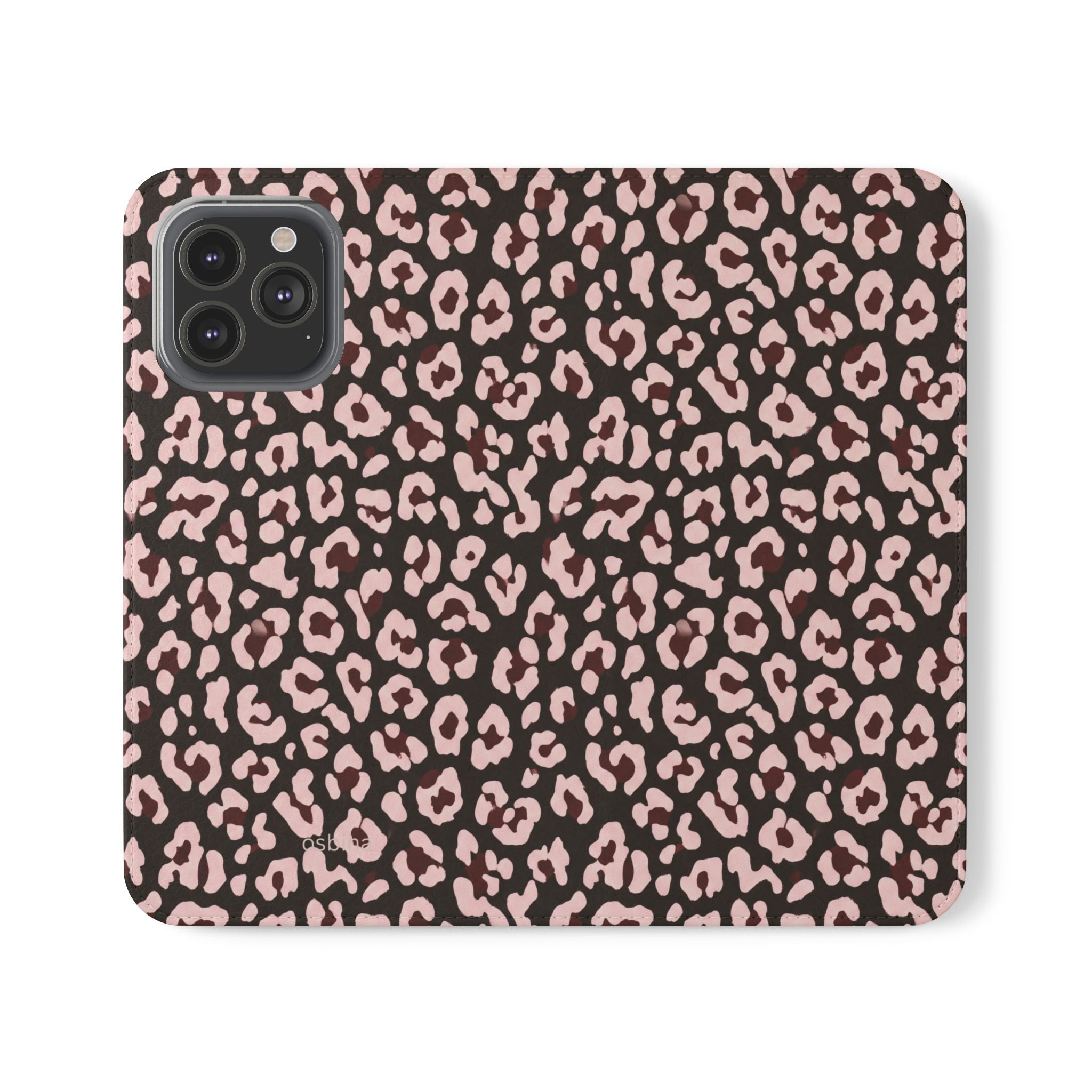 osbina | Wallet Flip Case for iPhone & Samsung | Chocolate Pink Leopard