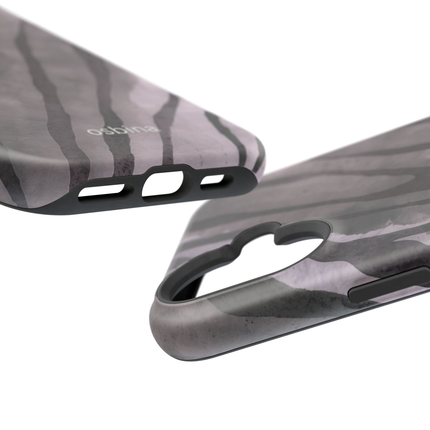 osbina | MagSafe Compatible for iPhone | Stripes on Point — The Muted Gray + Black Tiger Case | The Season Collective