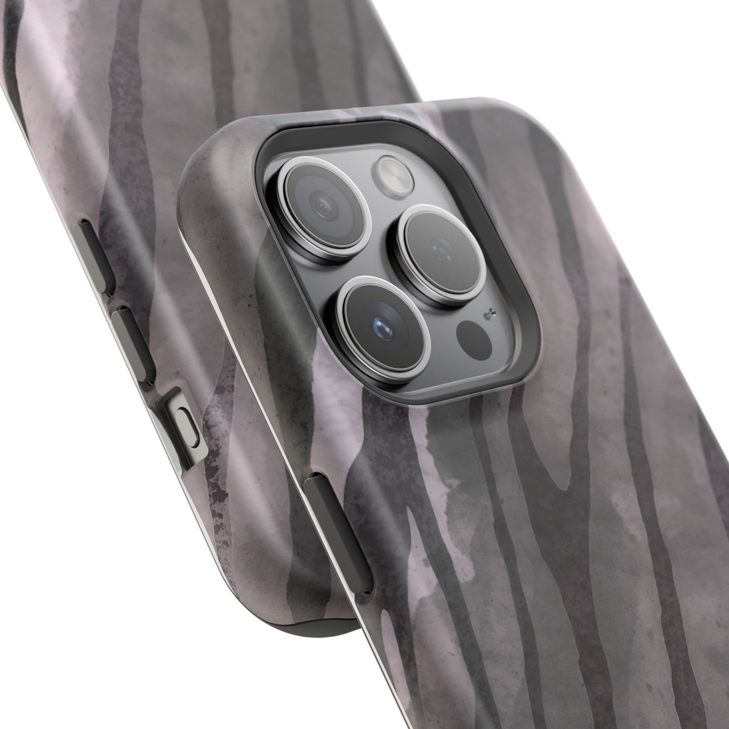 osbina | MagSafe Compatible for iPhone | Stripes on Point — The Muted Gray + Black Tiger Case | The Season Collective