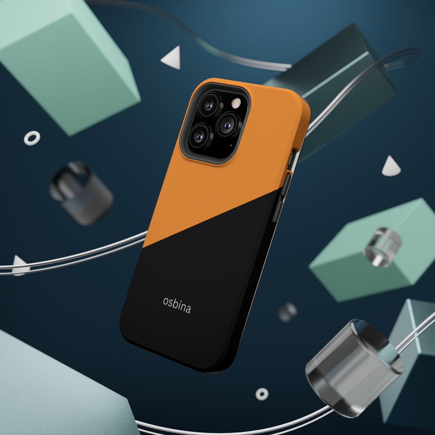 osbina | MagSafe Compatible for iPhone | Bold Moves Only — The Orange + Black Split Diagonal Case | The Season Collective