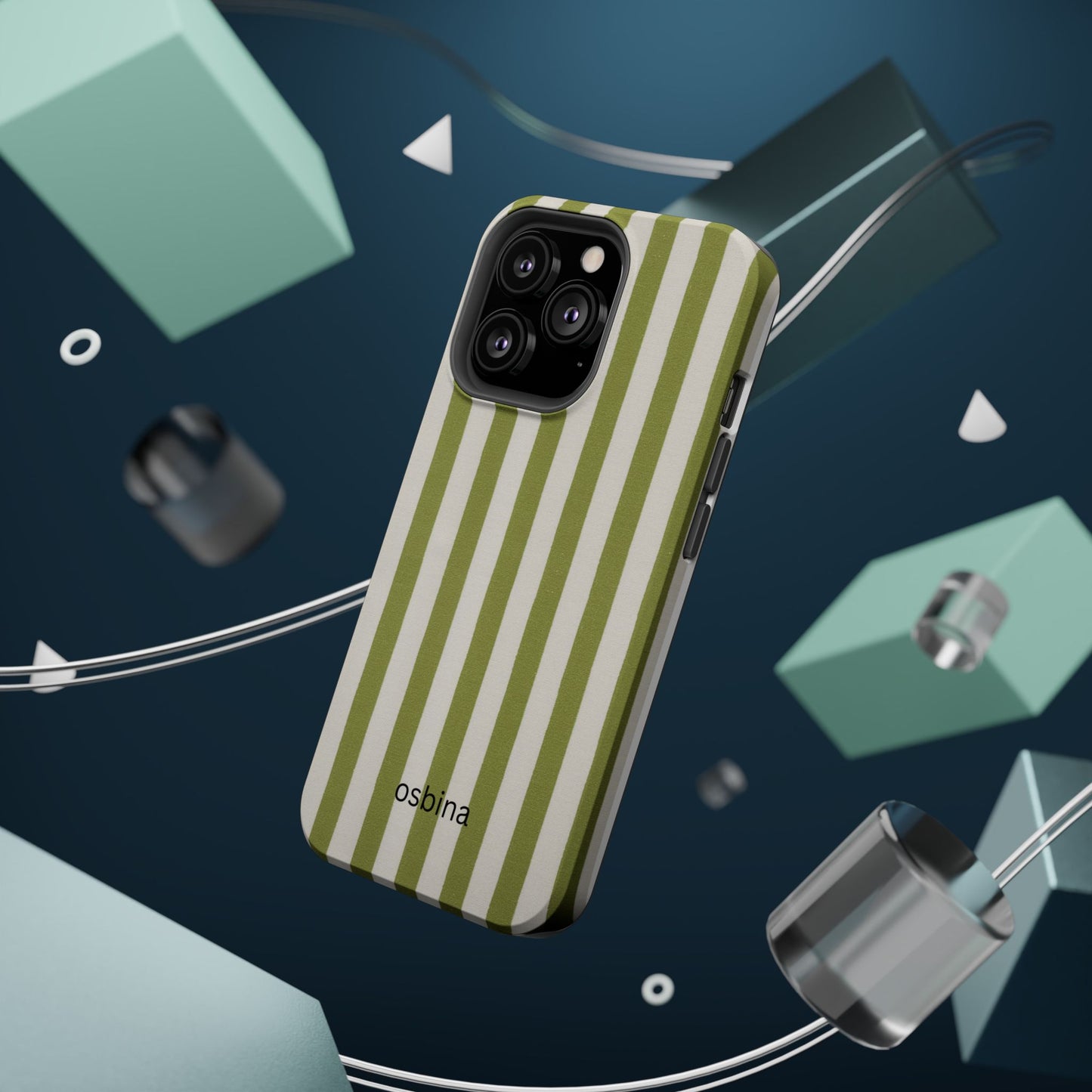 osbina | MagSafe compatible for iPhone | Verde Stripe Phone Case | Color Edit Collection