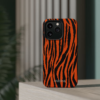 osbina | MagSafe Compatible for iPhone | Tiger, But Make It Chic — The Bengal Stripe Case in Orange + Black | The Season Collective