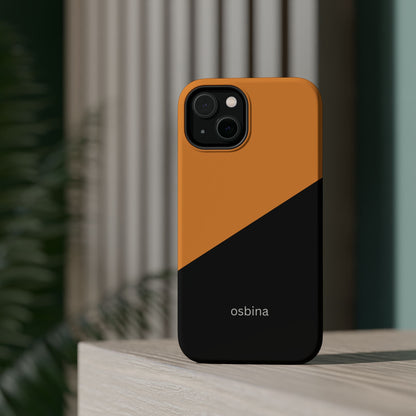 osbina | MagSafe Compatible for iPhone | Bold Moves Only — The Orange + Black Split Diagonal Case | The Season Collective