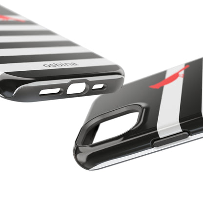 osbina | MagSafe compatible for iPhone | Redbird Edition Thinking of You Phone Case Black & White Stripe | Inspired By Collection